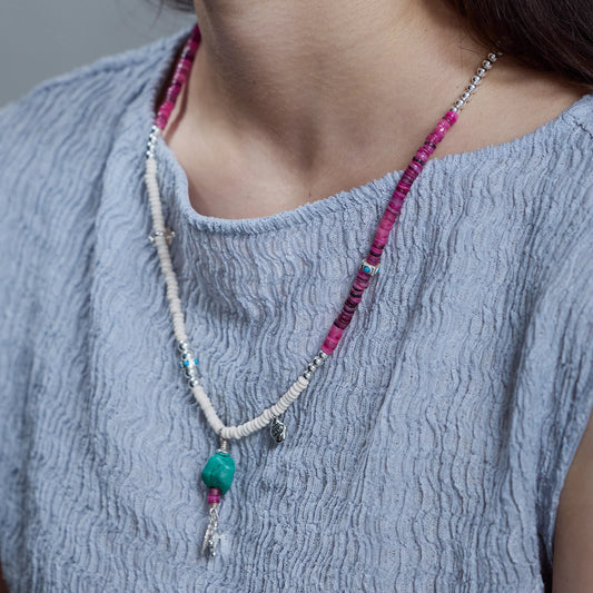 EnSage Bodhi Seed & Dyed Shell Necklace