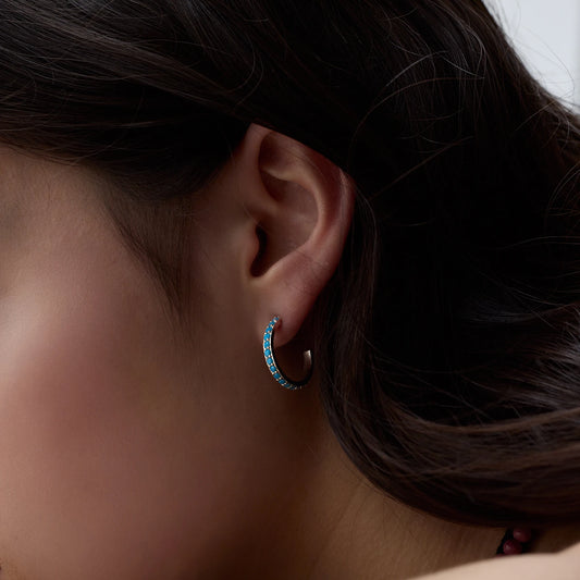 EnSage Turquoise Silver Hoop Earrings