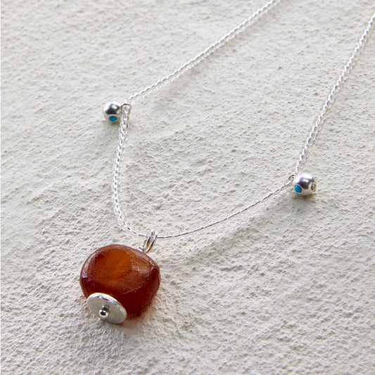 EnSage Red Agate Sterling Silver Necklace