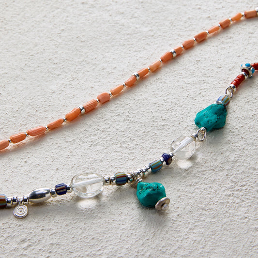 EnSage Coral & Turquoise Mixed Bead Necklace