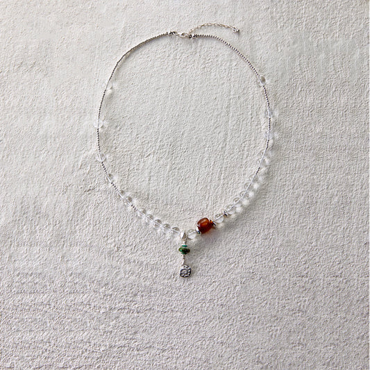 EnSage Clear Quartz & Red Agate Necklace