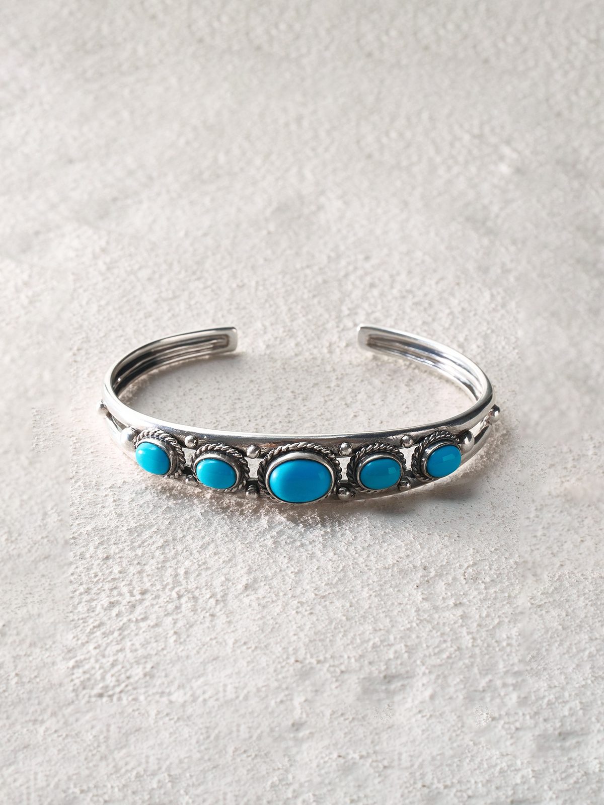 Turquoise-Inlaid Cuff Bracelet
