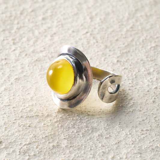 Yellow Agate Open Ring