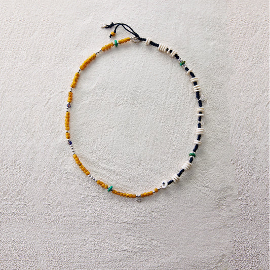 EnSage Bone & Glass Bead Tribal Necklace