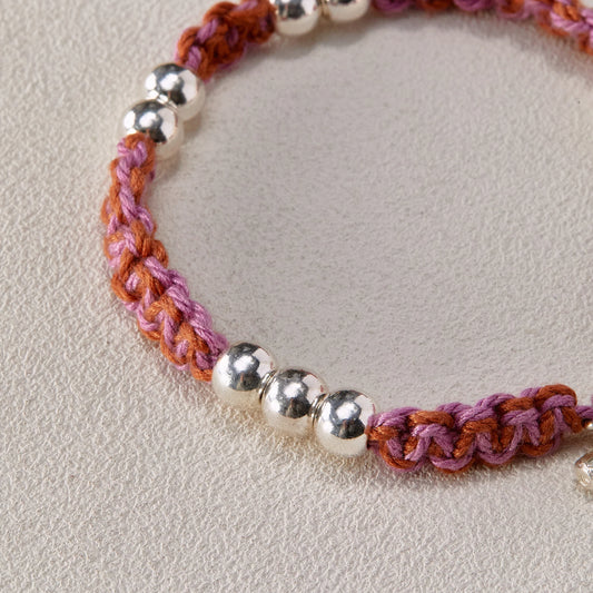 Handwoven Bracelet with Silver Beads - Bohemian Style by Ensage
