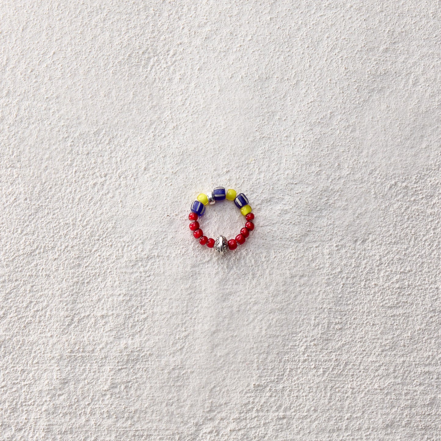 ensage-tokyo-ancient-beads-amulet-ring-925-sterling-silver-red-yellow-blue-glass-beads-elastic-jewelry