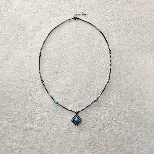 ensage-tokyo-square-totem-necklace-oxidized-925-sterling-silver-tiered-geometric-pendant-turquoise-beads