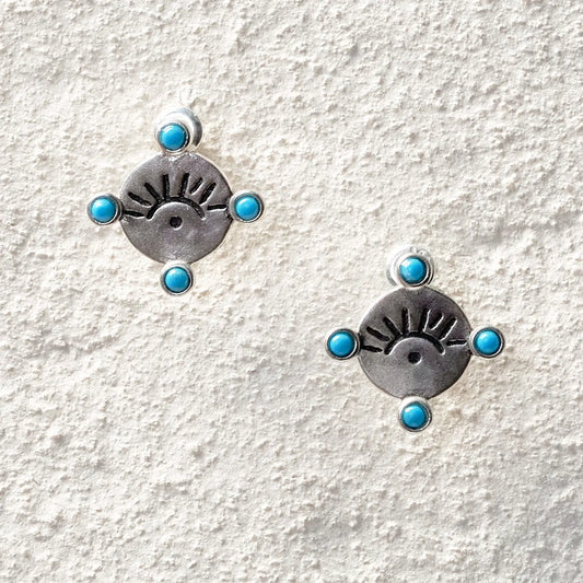 ensage-tokyo-totem-studs-925-sterling-silver-natural-turquoise-inlay-mystic-carvings-jewelry