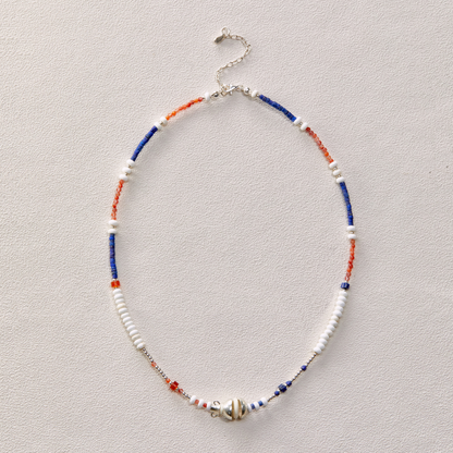 EnSage Mixed Bead Necklace - 925 Sterling Silver Handmade Necklace