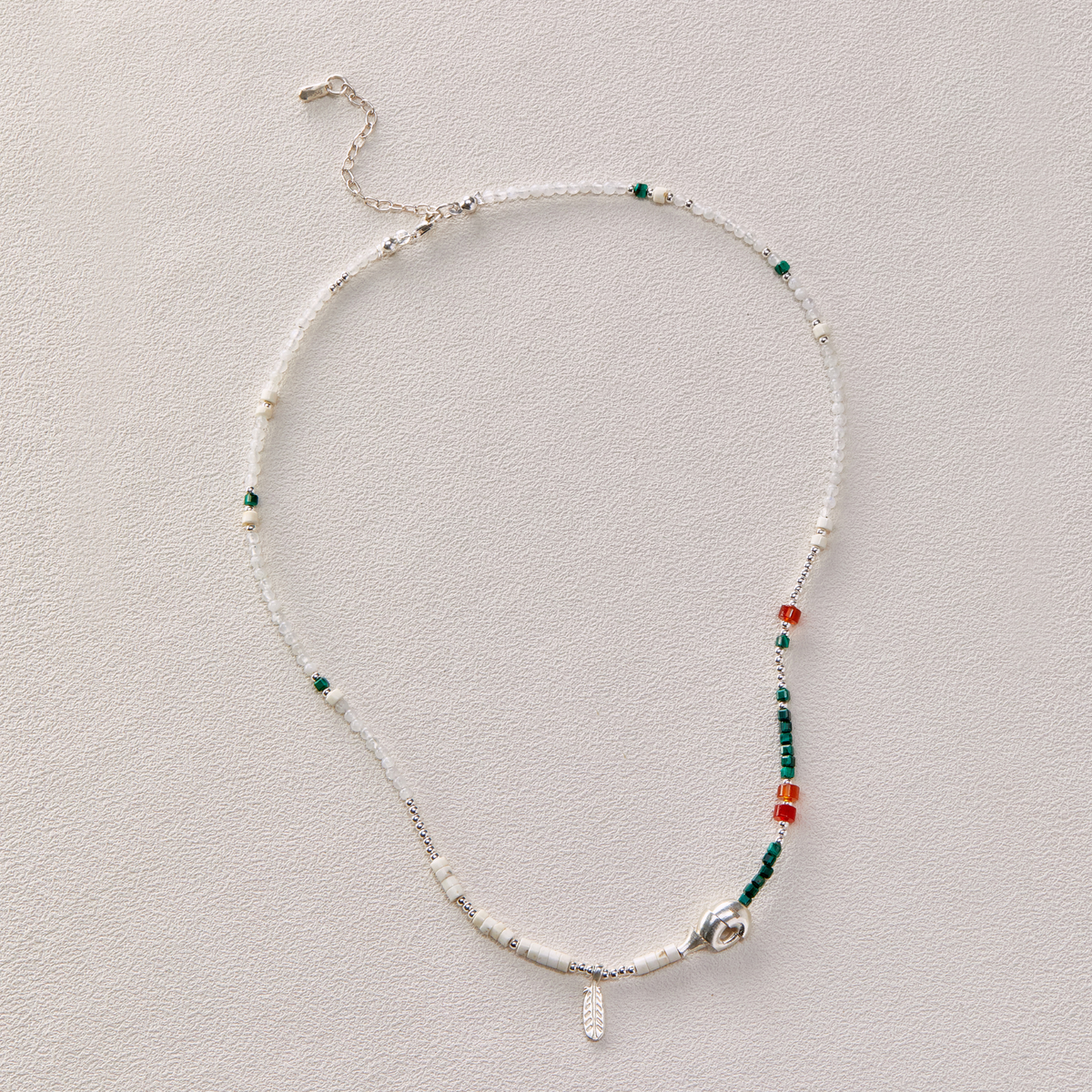 EnSage Mixed Bead Necklace - detail view - 925 Sterling Silver Necklace