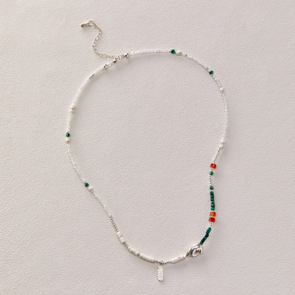 EnSage Mixed Bead Necklace - detail view - 925 Sterling Silver Necklace