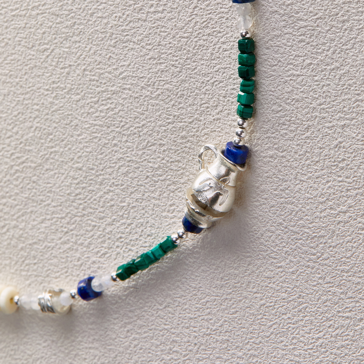 EnSage Mixed Bead Necklace - side view - 925 Sterling Silver Necklace