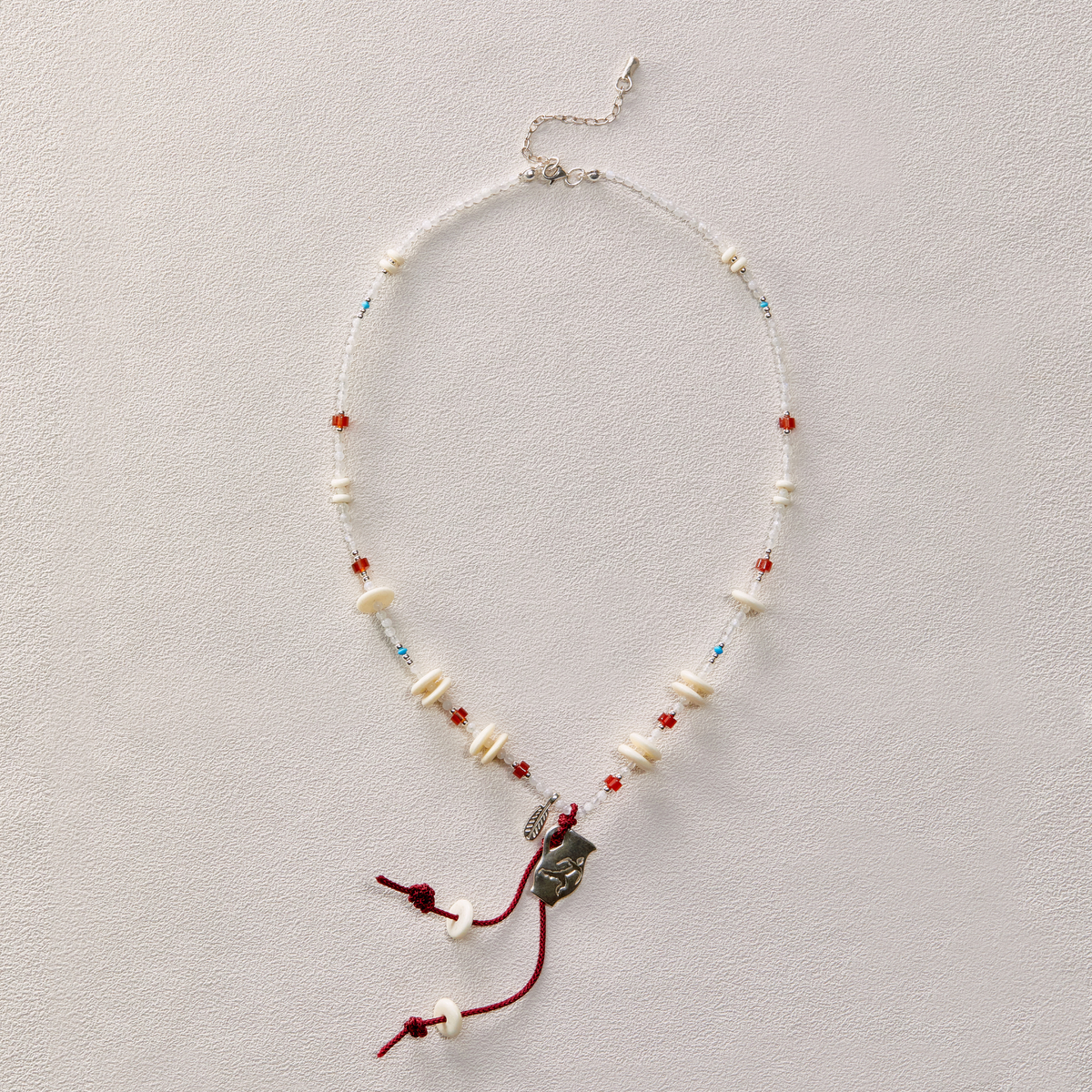 EnSage Mixed Bead Necklace - 925 Sterling Silver Handmade Necklace