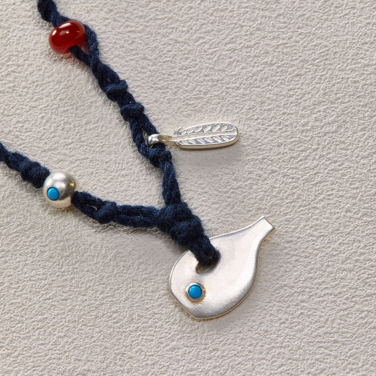 EnSage Mixed Bead Necklace - side view - 925 Sterling Silver Necklace