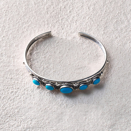 Turquoise-Inlaid Cuff Bracelet