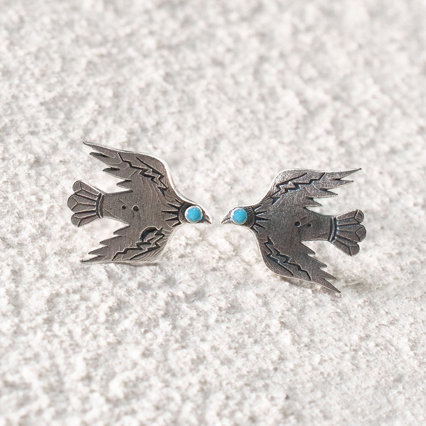 Azure Spirit Bird Studs Earrings
