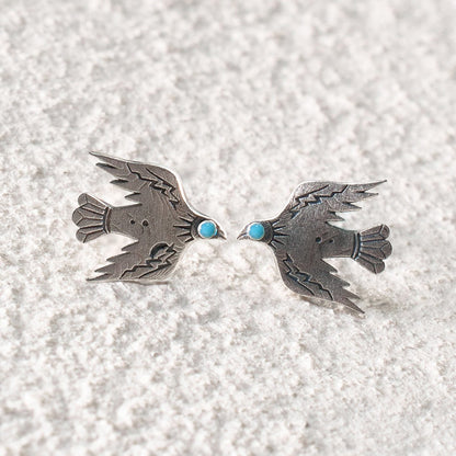 Azure Spirit Bird Studs Earrings