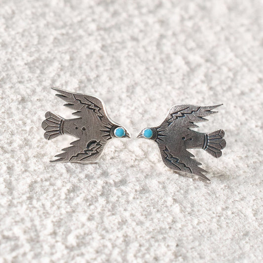 Azure Spirit Bird Studs Earrings