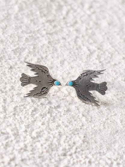 Azure Spirit Bird Studs Earrings