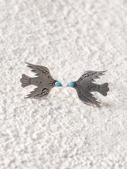 Azure Spirit Bird Studs Earrings