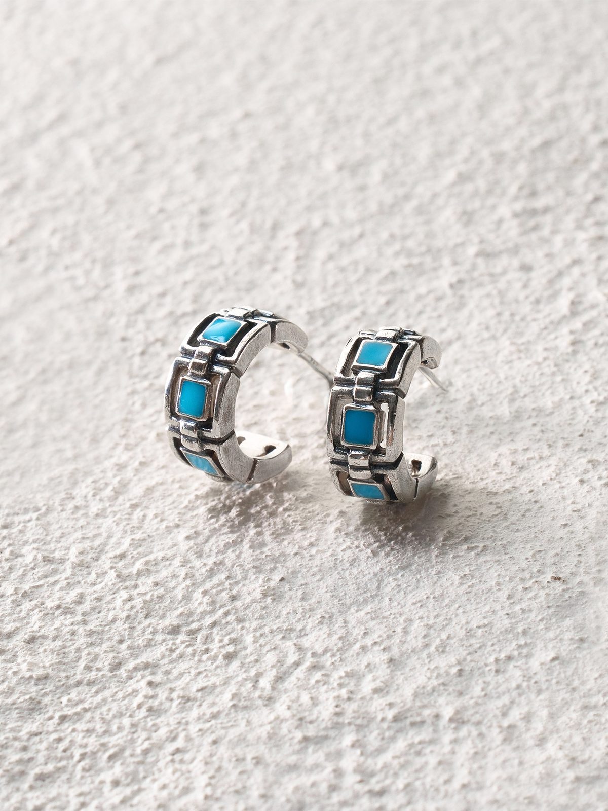 Small Square Stud Earrings Enamel