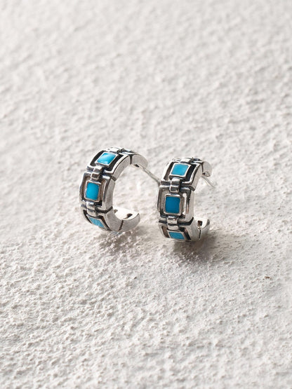 Small Square Stud Earrings Enamel