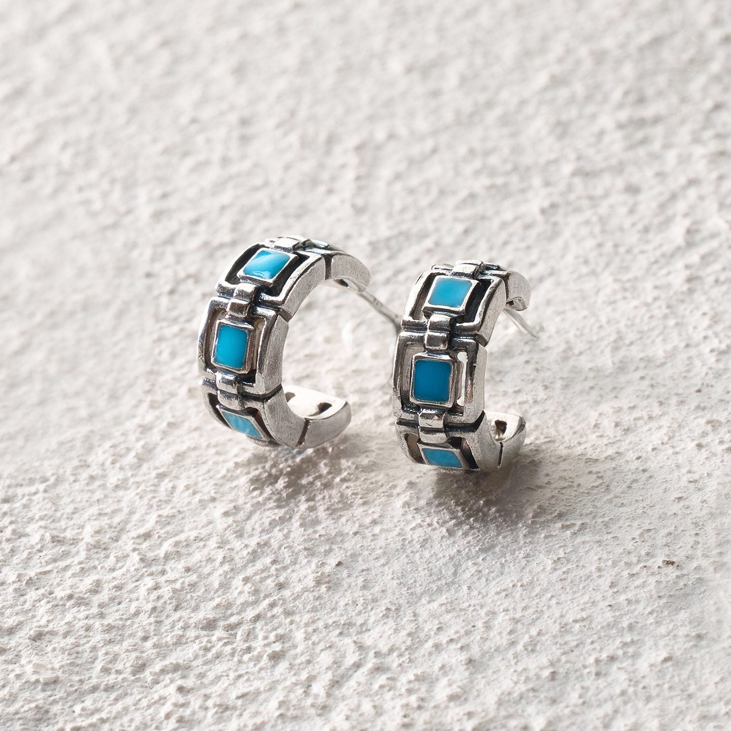 Small Square Stud Earrings Enamel