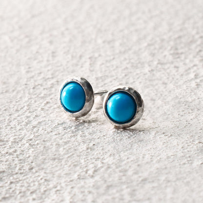 Small Turquoise Round Bead Stud Earrings