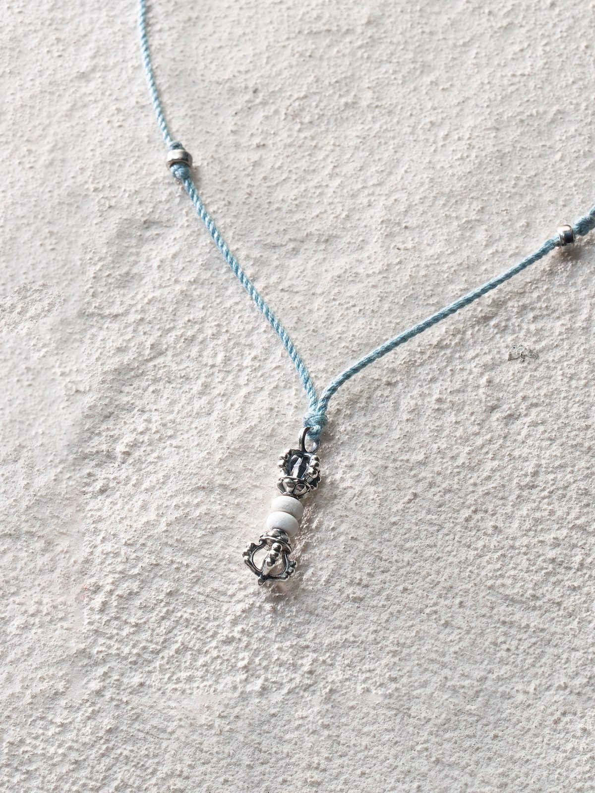 White Turquoise Vajra Cord Necklace