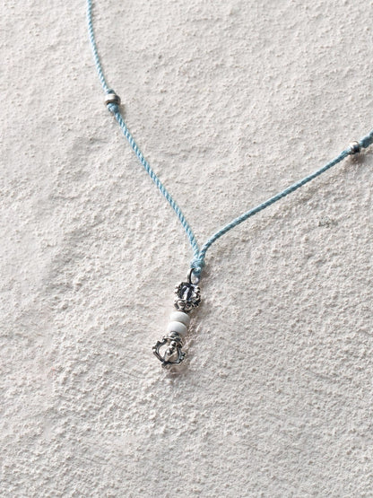 White Turquoise Vajra Cord Necklace