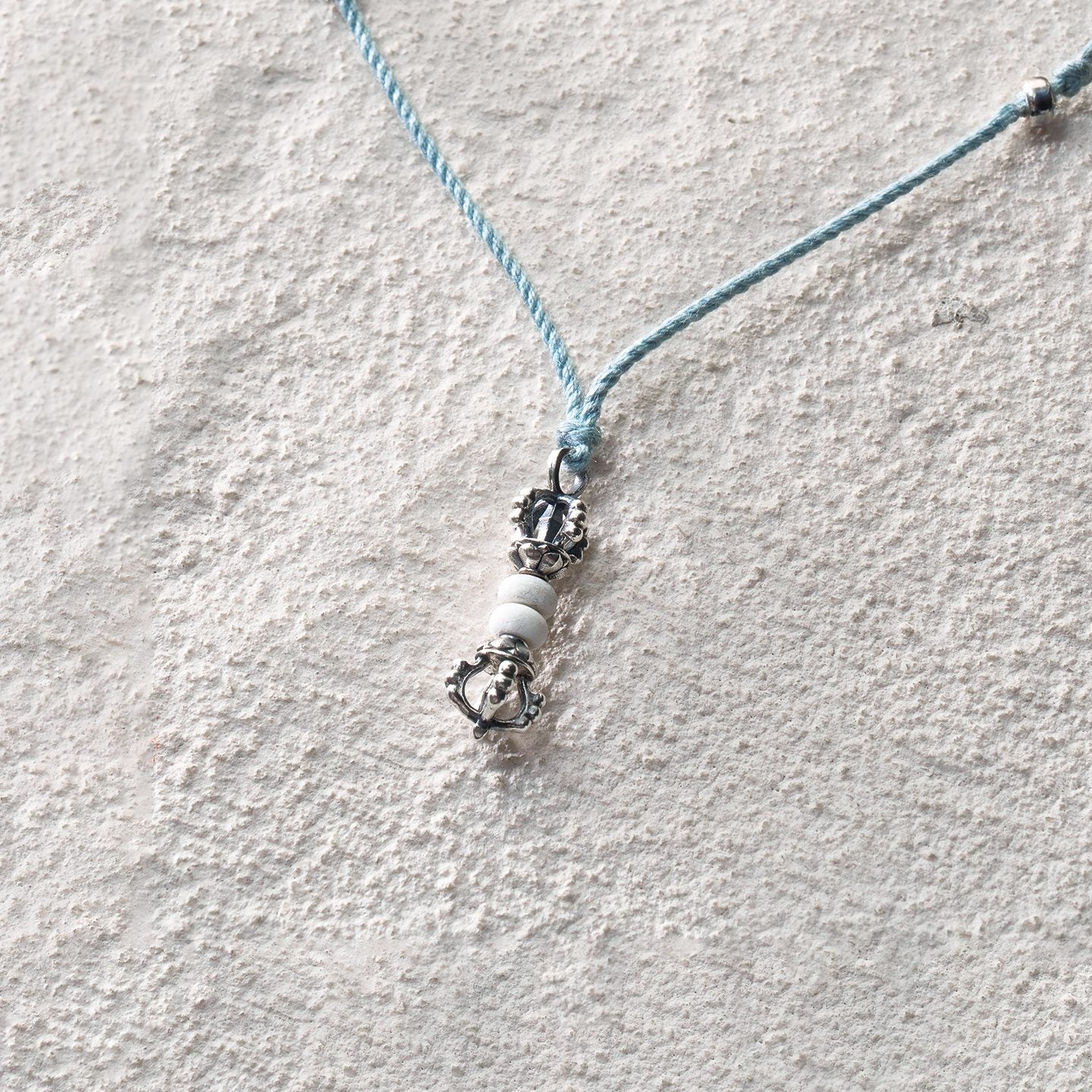 White Turquoise Vajra Cord Necklace