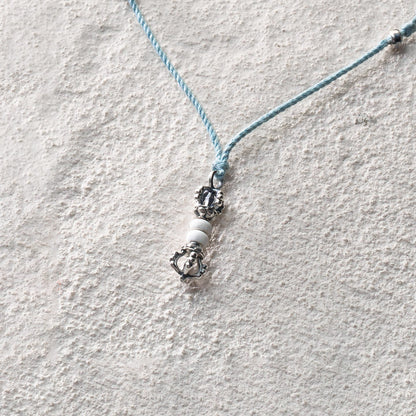 White Turquoise Vajra Cord Necklace