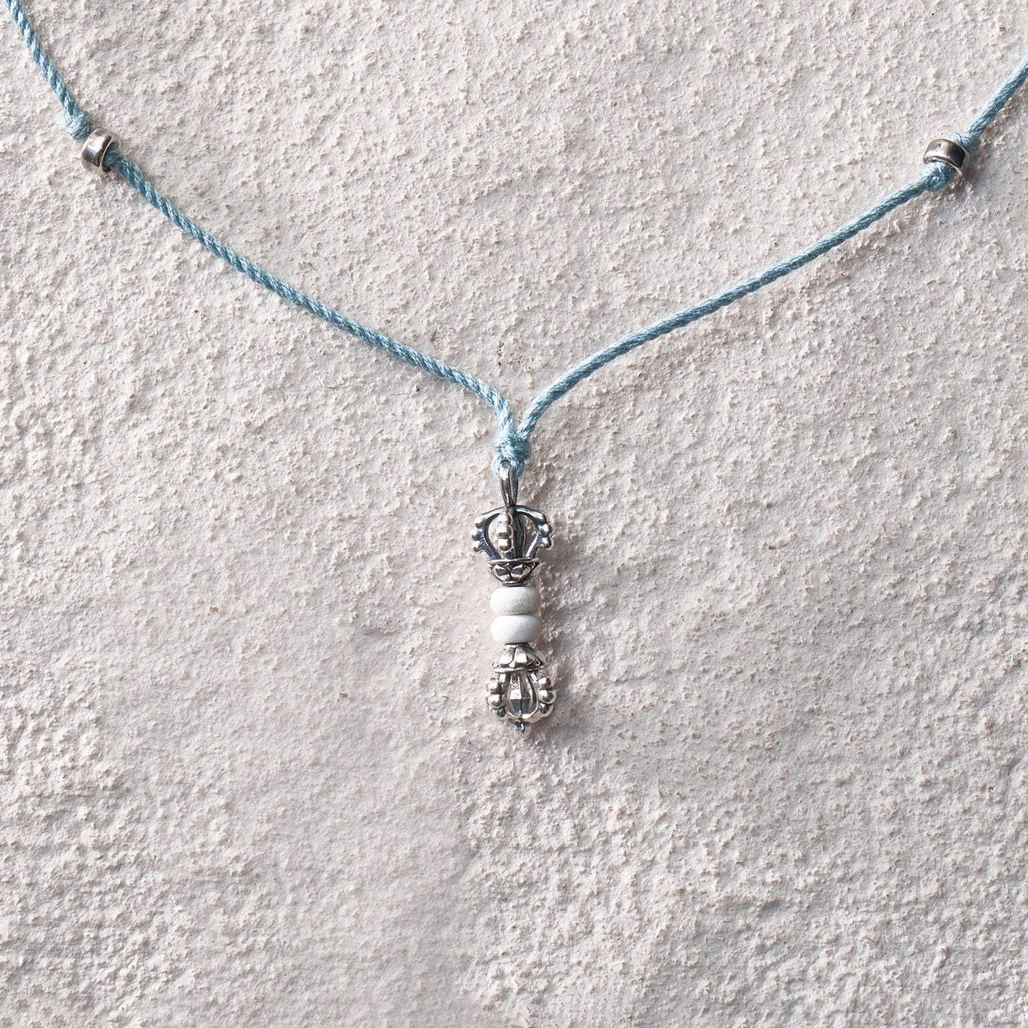 White Turquoise Vajra Cord Necklace