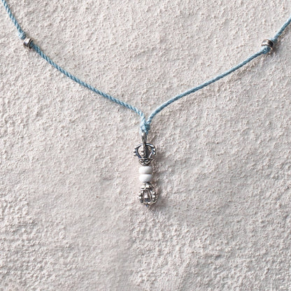 White Turquoise Vajra Cord Necklace