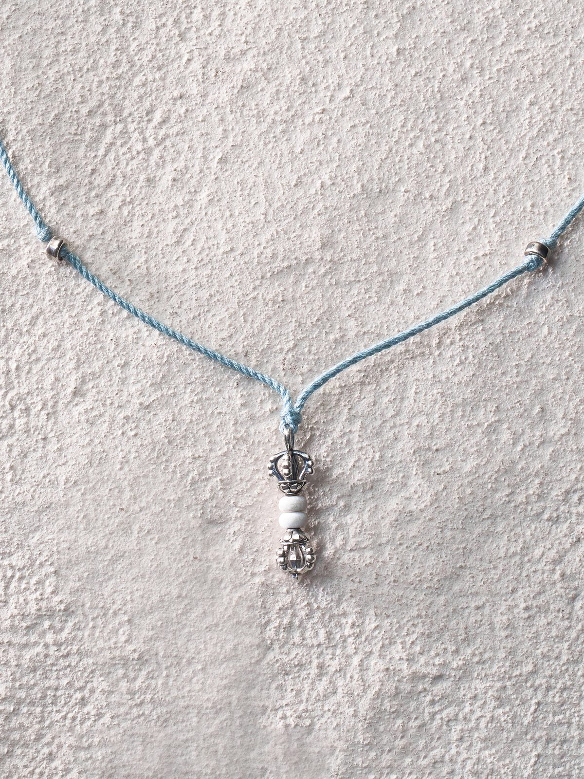 White Turquoise Vajra Cord Necklace