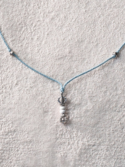 White Turquoise Vajra Cord Necklace