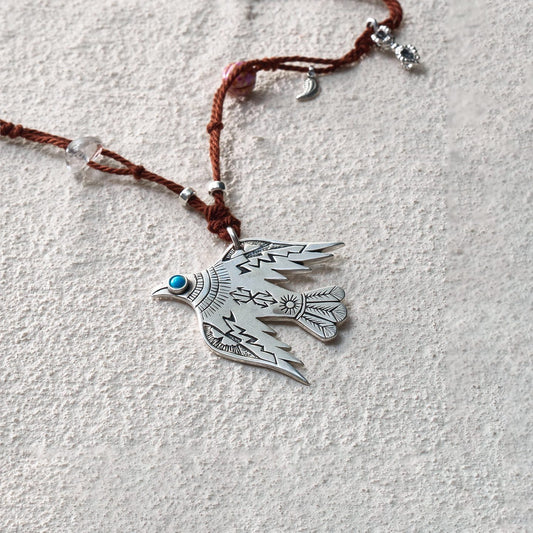 Azure Spirit Bird Cord Necklace