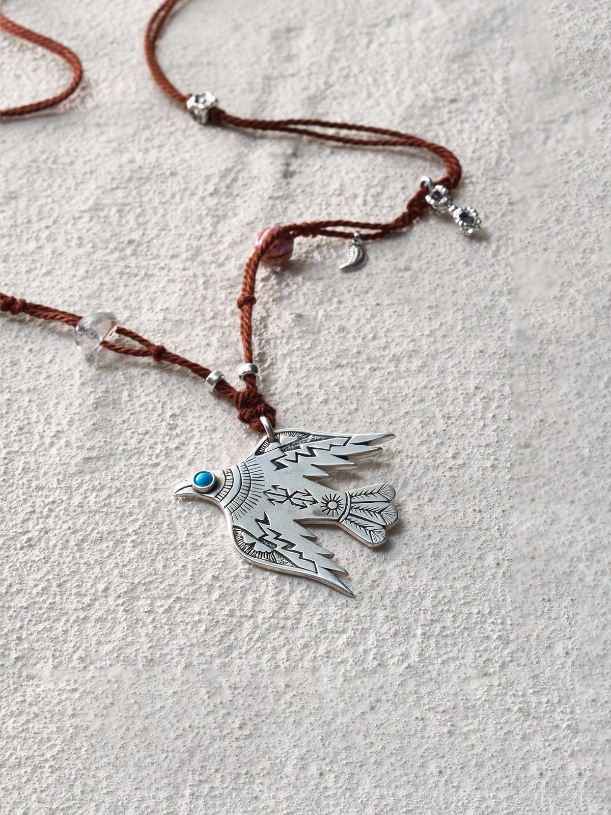 Azure Spirit Bird Cord Necklace