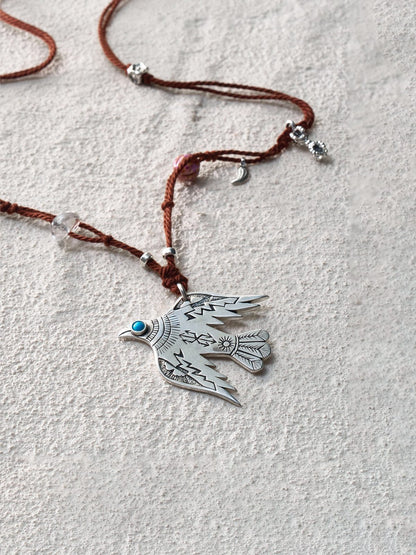 Azure Spirit Bird Cord Necklace