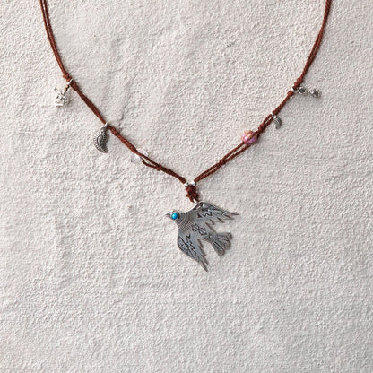 Azure Spirit Bird Cord Necklace
