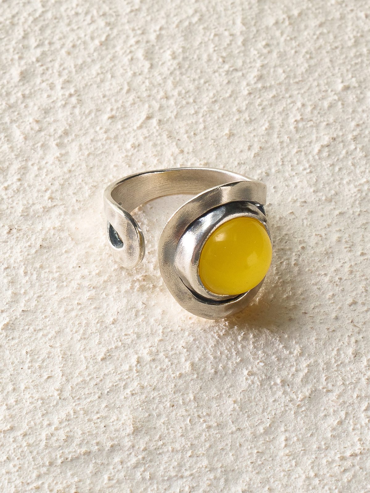 Yellow Agate Open Ring