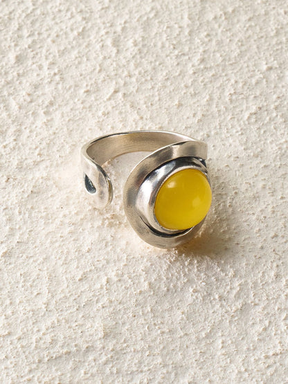 Yellow Agate Open Ring