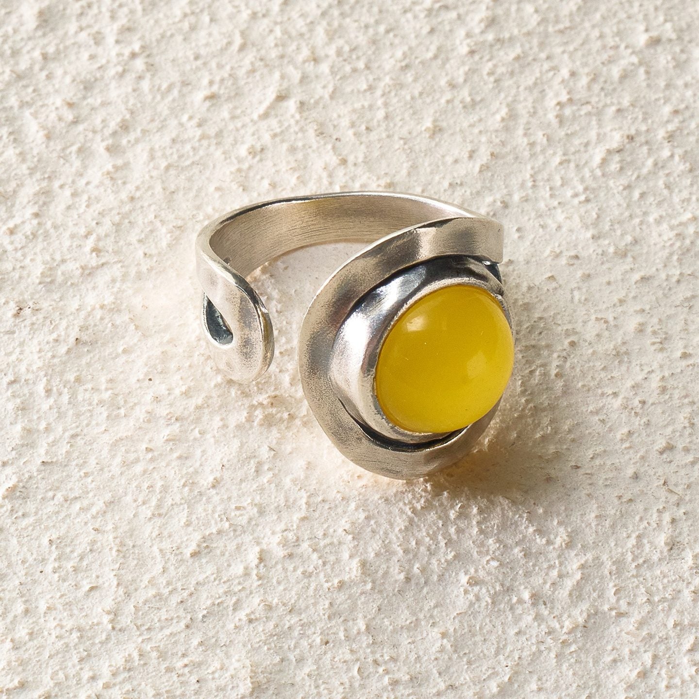 Yellow Agate Open Ring