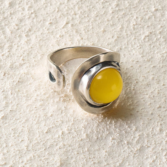 Yellow Agate Open Ring