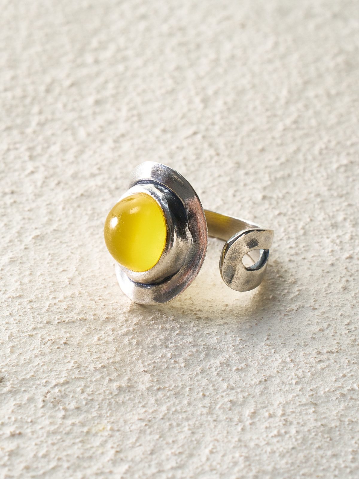 Yellow Agate Open Ring