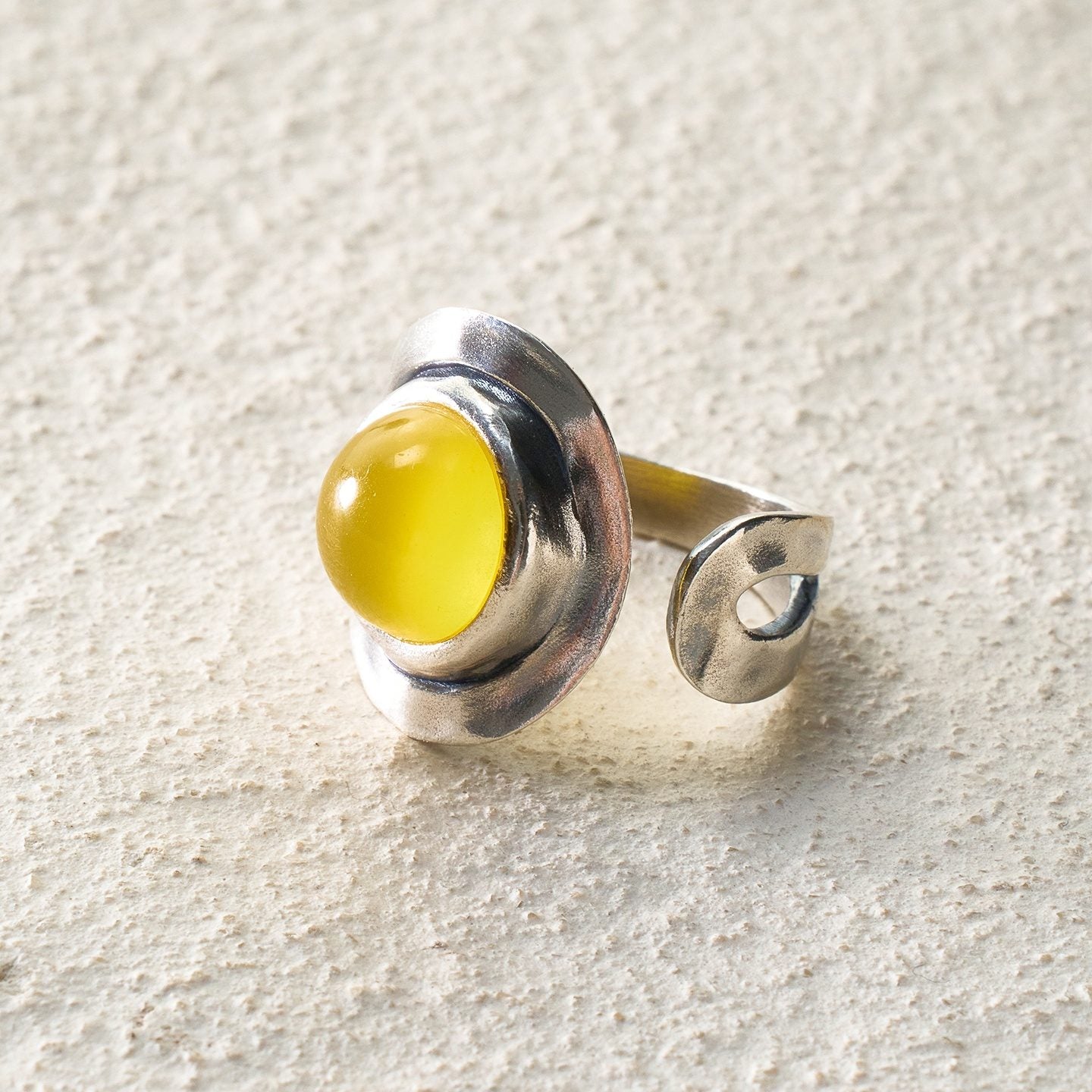 Yellow Agate Open Ring