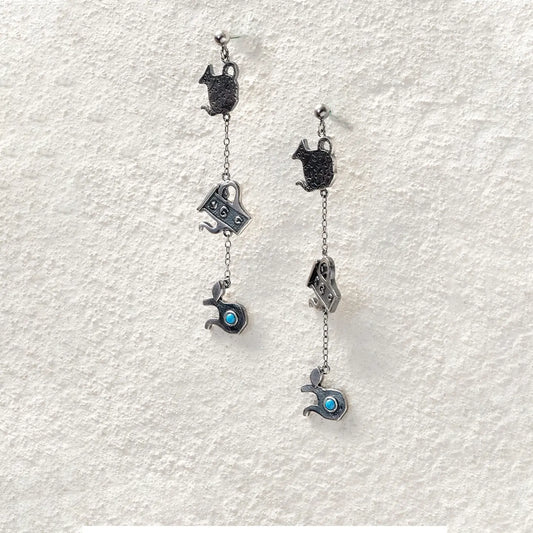 ensage-tokyo-song-of-three-vessels-dangling-earrings-925-sterling-silver-turquoise-nomadic-art-jewelry