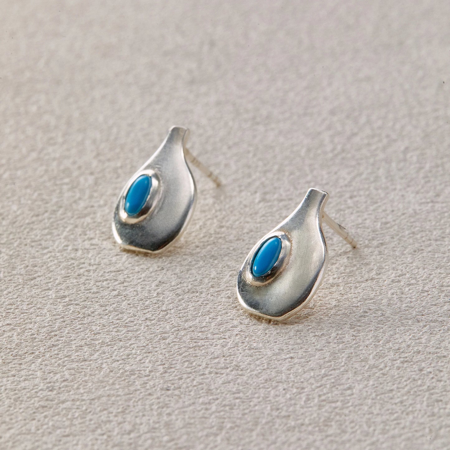 Elegant Silver Drop Earrings with Blue Gemstone by Ensage