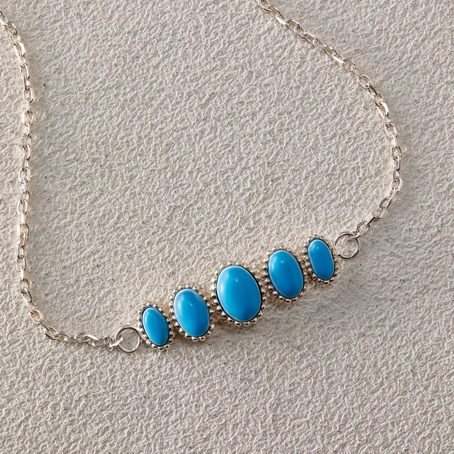 Elegant Silver Necklace with Turquoise Gemstones - Handcrafted by Ensage