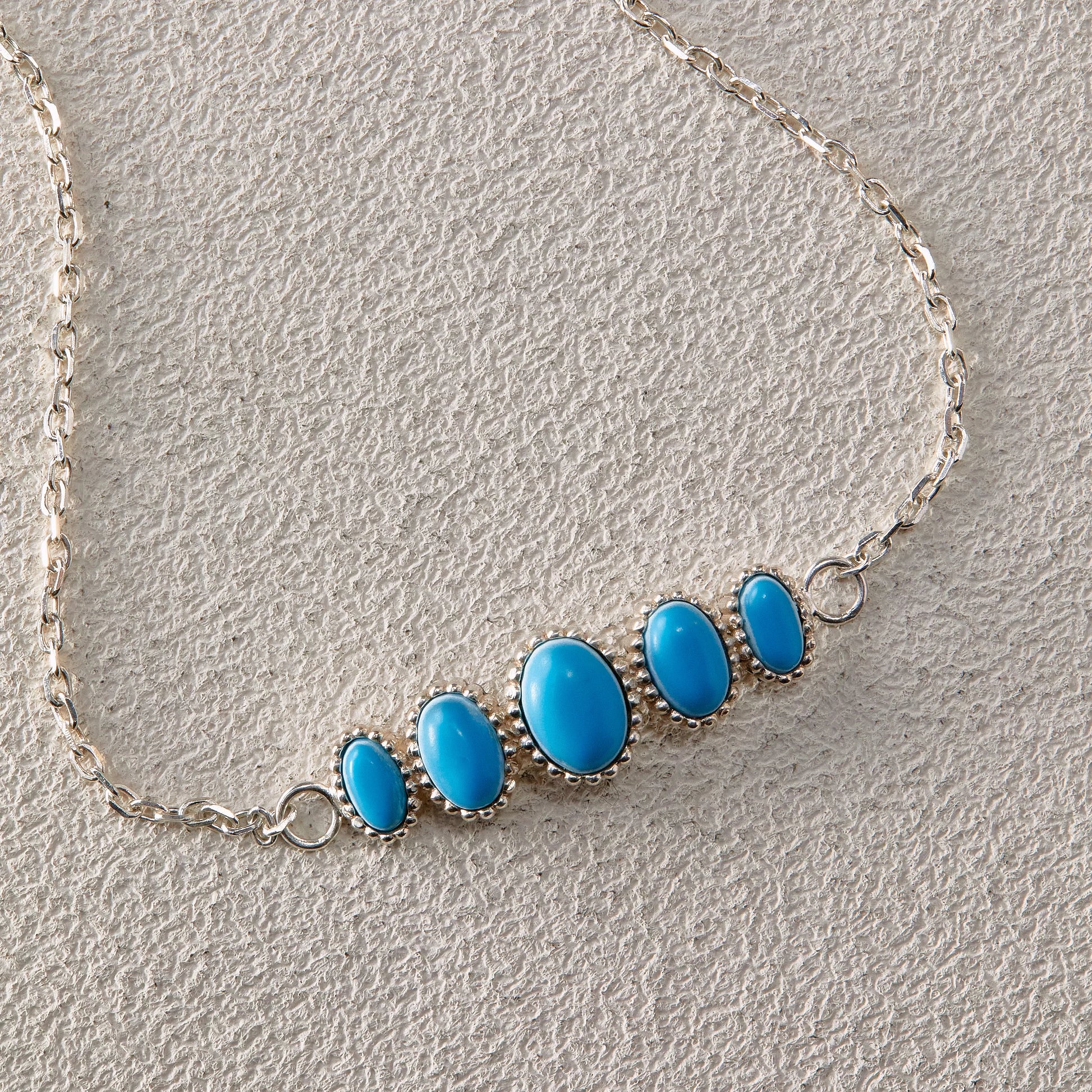 Elegant Silver Necklace with Turquoise Gemstones - Handcrafted by Ensage